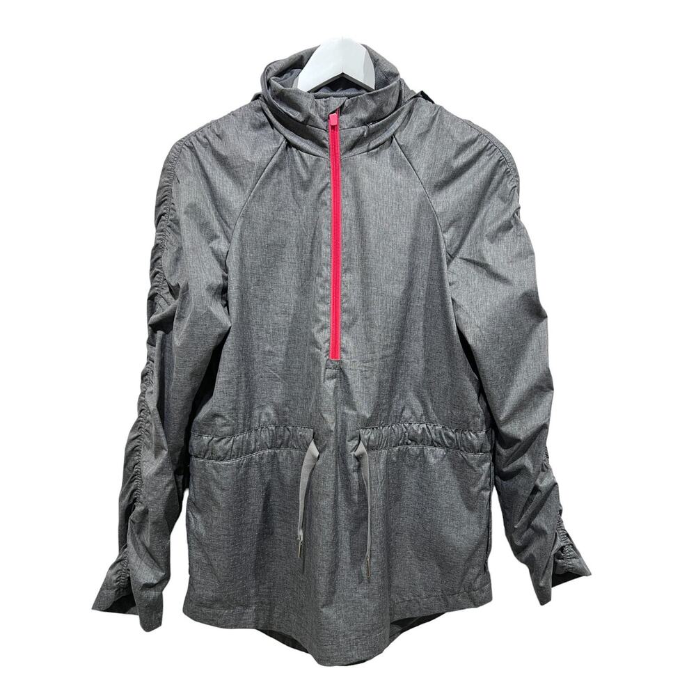 Fabletics Wmns Size Small Gray 1/2 Zip Water Resistant Windbreaker Hooded Jacket